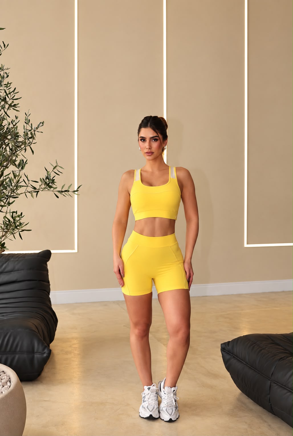 Conjunto Fitness Amarelo  – Top + Short
